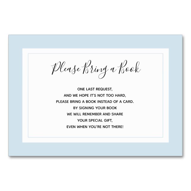 Traer un libro - Tarjetas Baby Shower Blue White B (Anverso)