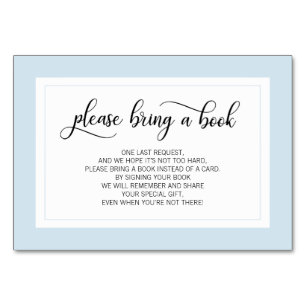 Traer un libro - Tarjetas Baby Shower Blue White B