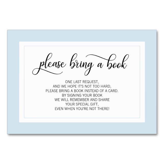 Traer un libro - Tarjetas Baby Shower Blue White B (Anverso)