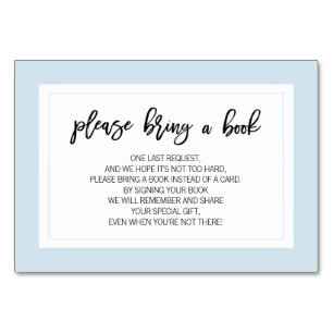 Traer un libro - Tarjetas Baby Shower Blue White B