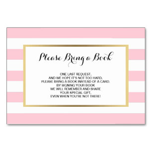 Traer un libro - Tarjetas Baby Shower CHICA rosada