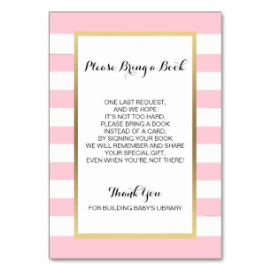 Traer un libro - Tarjetas Baby Shower CHICA rosada