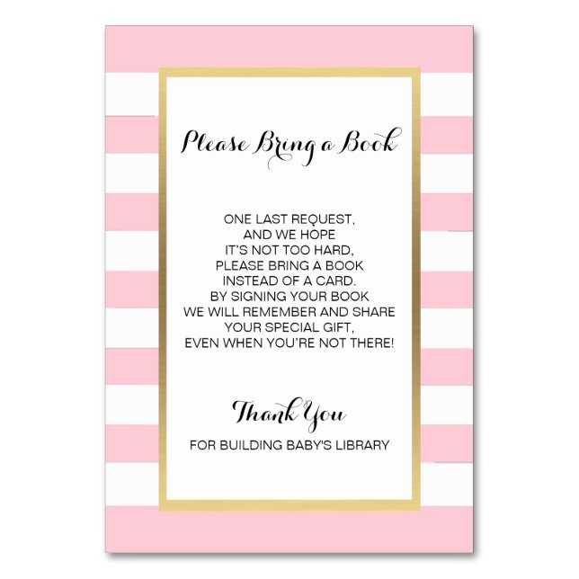 Traer un libro - Tarjetas Baby Shower CHICA rosada (Anverso)