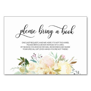 Traer un libro - Tarjetas Baby Shower con flores b