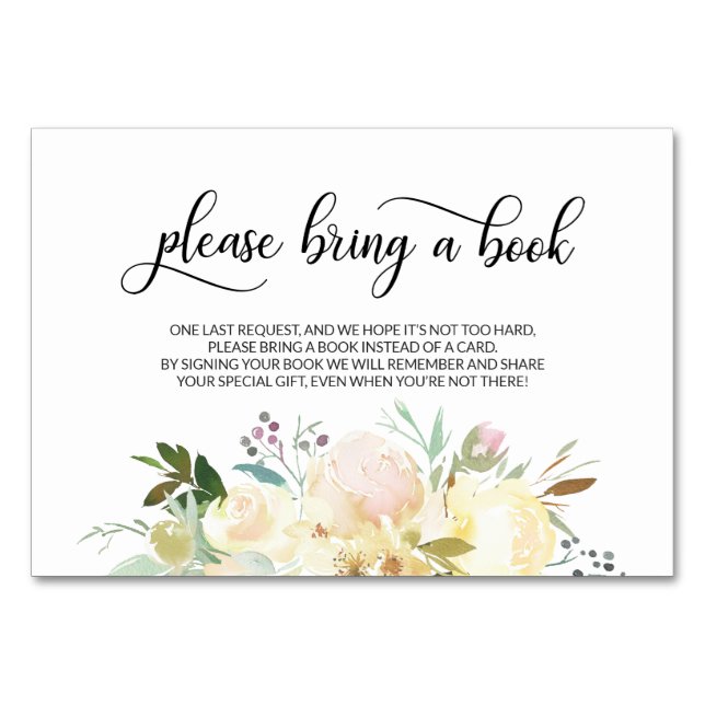 Traer un libro - Tarjetas Baby Shower con flores b (Anverso)