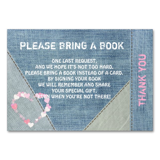 Traer un libro - Tarjetas Baby Shower de Denim/Jea (Anverso)
