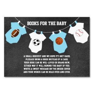 Traer un libro - Tarjetas Baby Shower Sports Chalk