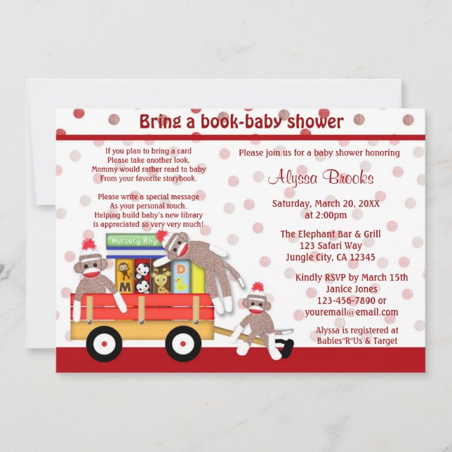 Traiga un mono del calcetín de la invitación de la (Anverso)