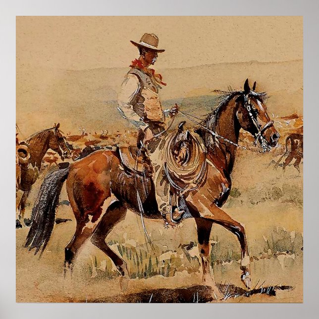 “Trail Drive”  2 Arte Occidental por Edward Borein (Frente)