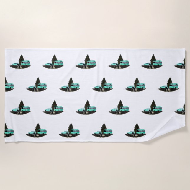 Trailer de Autos Retro Camping Toalla de Playa Nom (Anverso)