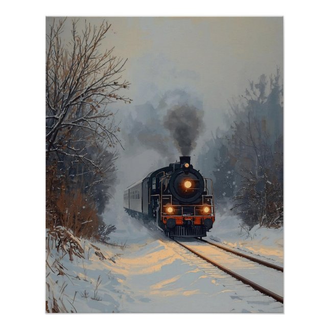 Train on a Snowy Day Poster (Anverso)