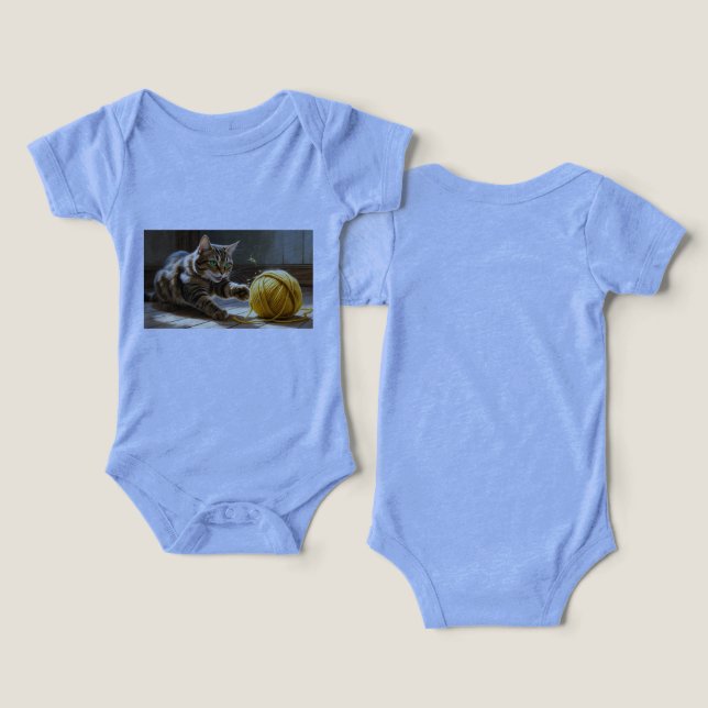 traje de bebé con un gato <3 (Diseño Anverso y Reverso)