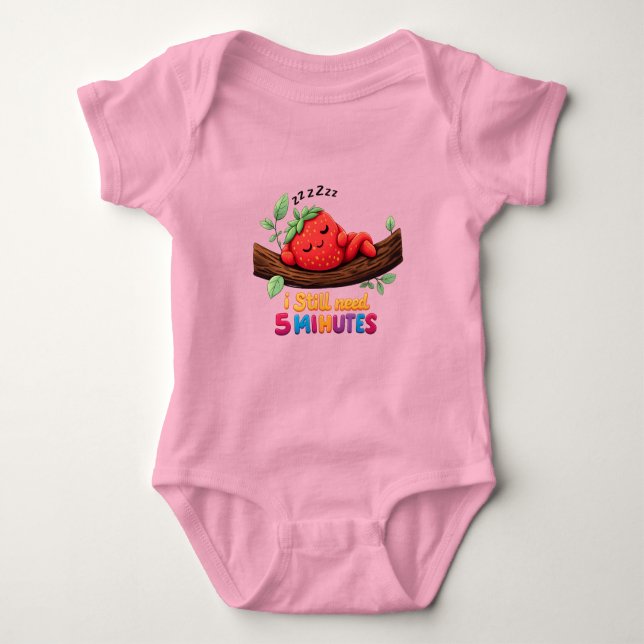 Traje de bebé de jersey con fresa durmiendo – Cute (Anverso)