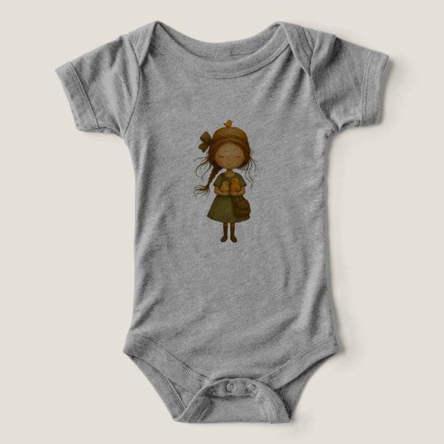 Traje de bebé niña DTG Grey Girl de otoño (Diseño delantero )