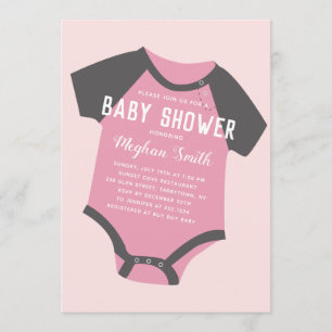 Traje de bebé  Rosa  Invitación de Baby Shower