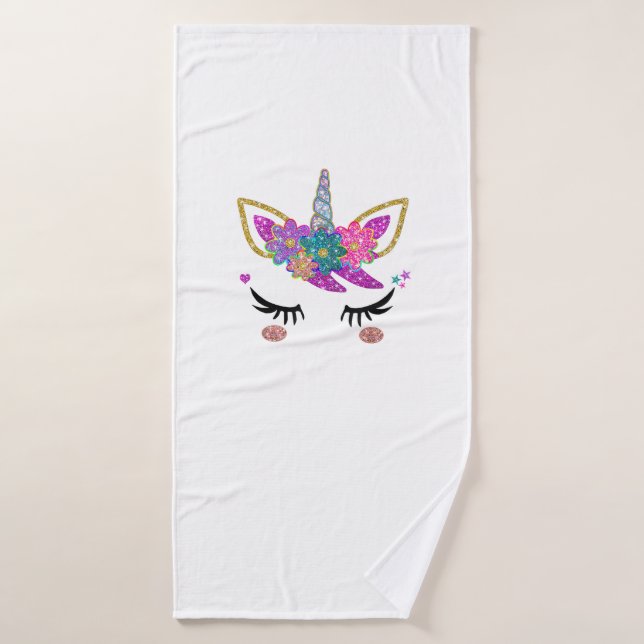 Traje de cumpleaños de unicornio lindo (Toalla de baño)