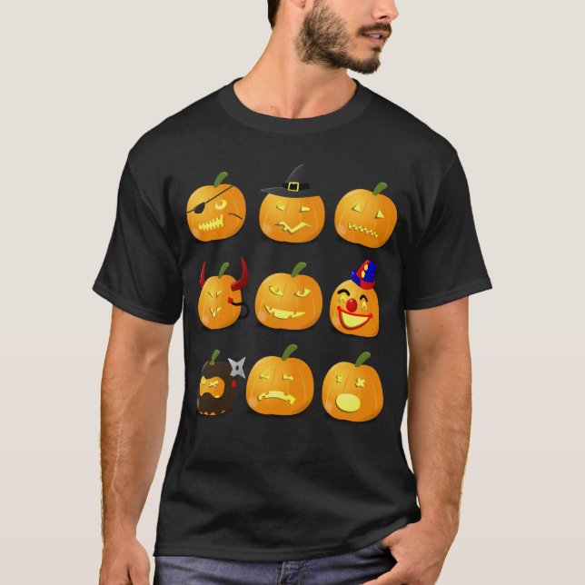 Traje de Halloween de la camiseta de la emoji de (Anverso)