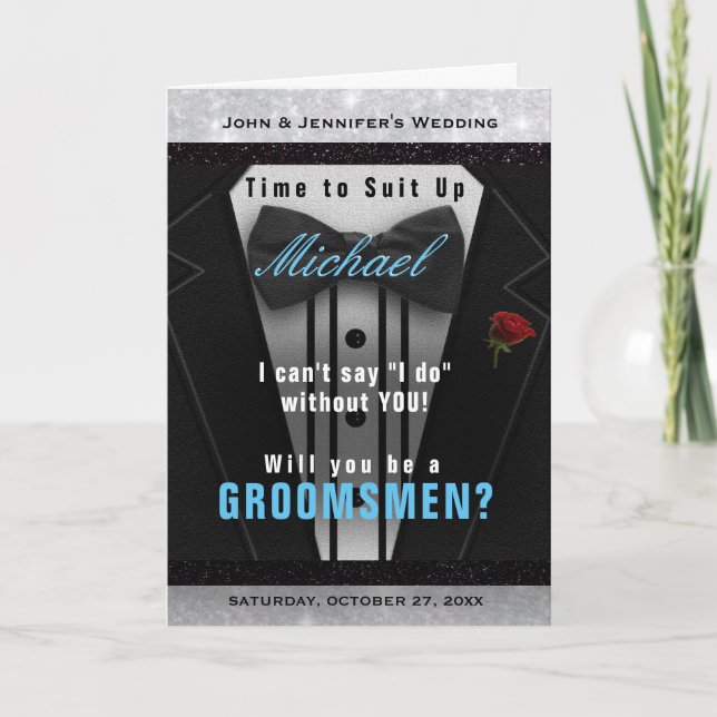 Traje de Invitación de Padrino de Boda Suit Up (Anverso)