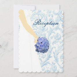 Traje de novia elegante tarjeta de recepción azul