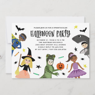 Traje lindo disfraz invitación a fiesta de Hallowe
