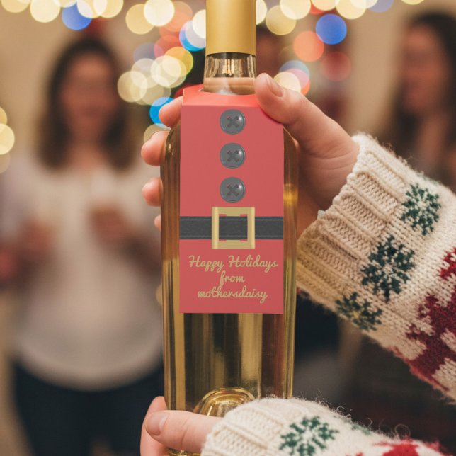 Traje Rojo de Santa Claus Colgador de Botella Fest (Happy Holidays from my house to yours! Festive bottle tags with space for your name)