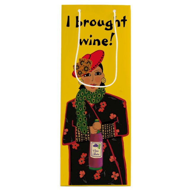 ¡Traje Vino! Bolsa de regalo de vino amarillo (Anverso)