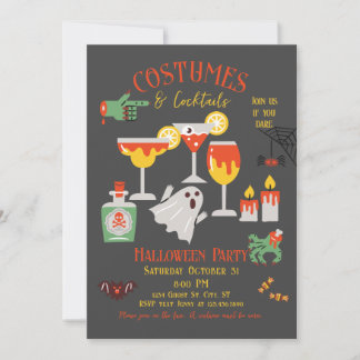 Trajes y cócteles Invitación a la fiesta de Hallow