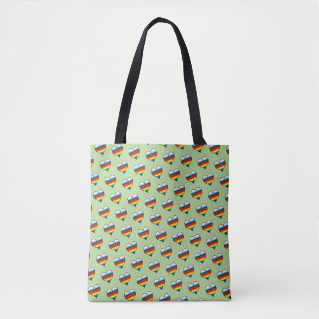 Trama de corazón arcoiris para bolsa (Anverso)