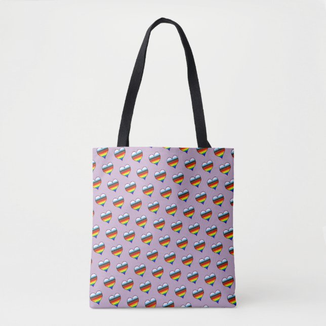 Trama de corazón arcoiris para bolsa (Anverso)