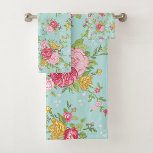 Trama de rosa rosa vintado Bouquet Floral Aqua
