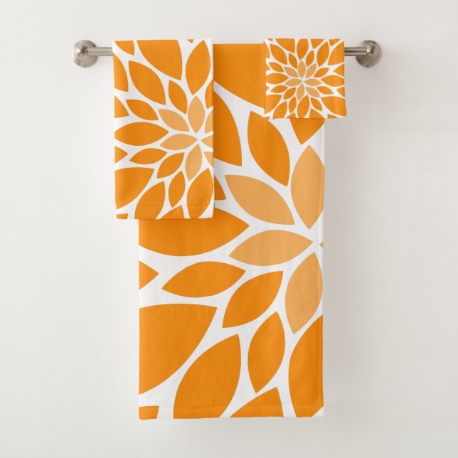 Trama floral de crisantemos Naranja y gris (In situ)
