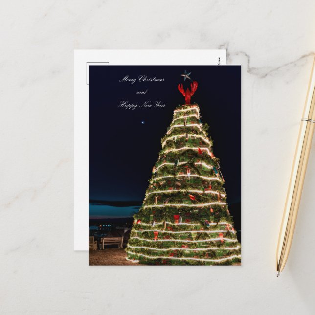 Trampa de langosta Árbol de Navidad Rockland ME Po (Anverso/Reverso In Situ)