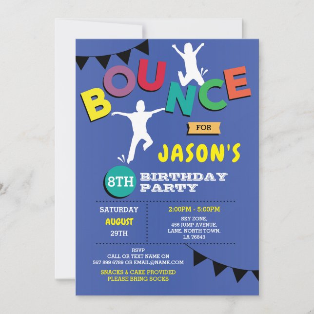 Trampoline Birthday Invitación Saltar Fiesta de sa (Anverso)