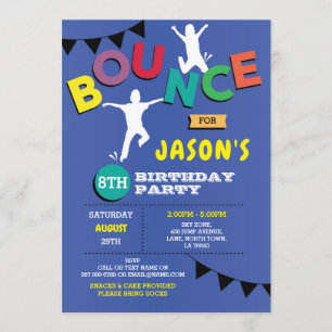 Trampoline Birthday Invitación Saltar Fiesta de sa