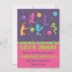 Trampoline Birthday Party Invitaciones para Chicas