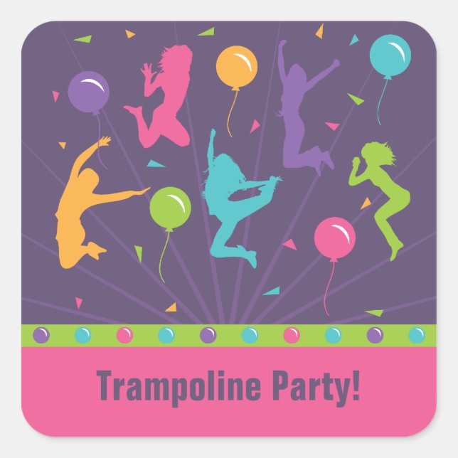Trampoline Birthday Party Pegatinas para Chicas (Anverso)