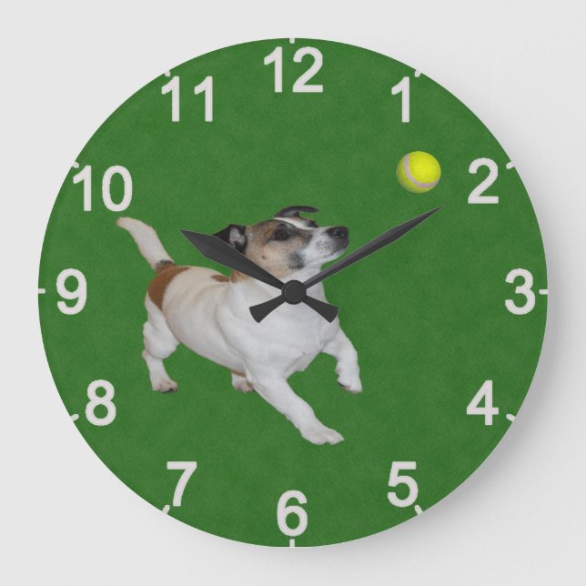 Trance de bolas Fox Terrier, reloj de pared (Anverso)
