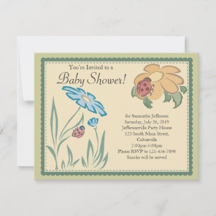 Tranquil Ladybugs Invitaciones Neutrales A Ducha D