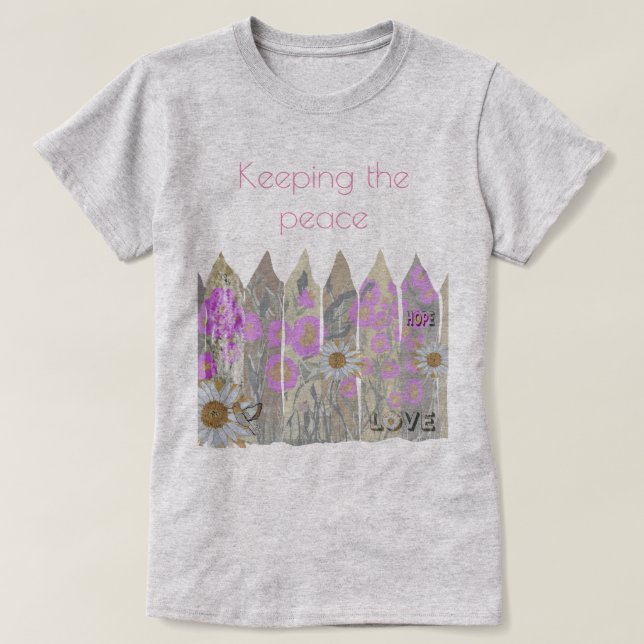 Tranquila camiseta de la reja floral del jardín fl (Diseño del anverso)
