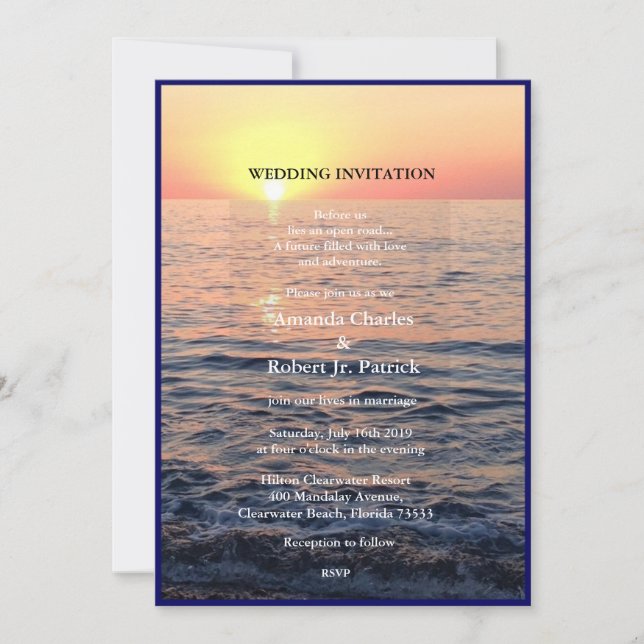 Tranquila y elegante Invitación a la Boda de Amane (Anverso)