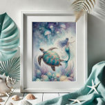 Tranquilidad de la tortuga marina y arte de la par<br><div class="desc">Sumérjase en un mundo de fantasía fantástica con este encantador arte de sirena y la huella de tortugas marinas, exclusivamente de Do Tell A Belle. Esta atractiva obra de arte se caracteriza por ser una tortuga marina y una sirena en medio de una exuberante flora submarina, creando un fascinante paisaje...</div>