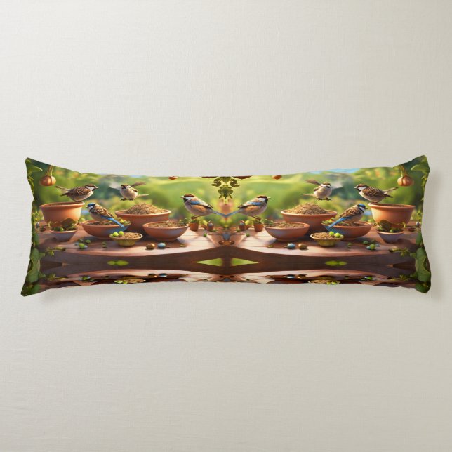 Tranquilidad de plumas: Aves diseñan almohada corp (Anverso)