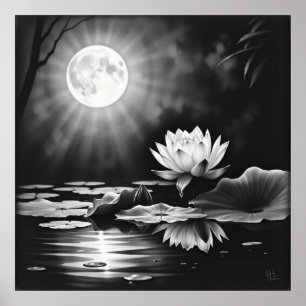 Tranquilidad floreciente: Arte de Lotus Charcoal