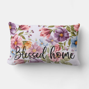 Tranquilo almohada acuarela floral con guiones S