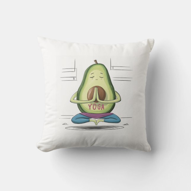 "Tranquilo diseño de almohada de aguacate de yoga" (Anverso)