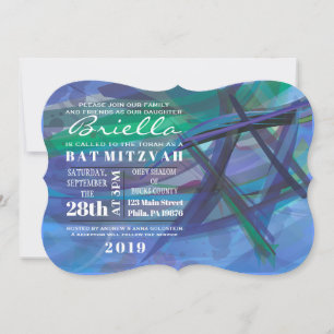 TRANSPARENTE STAR Bat Bar Mitzvah Invitación azul