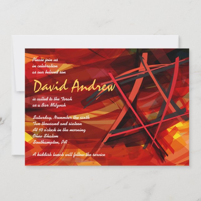 TRANSPARENTE STAR Bat Bar Mitzvah Invitación roja (Anverso)