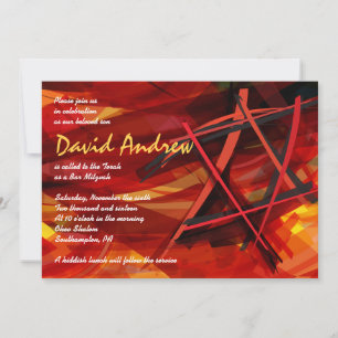 TRANSPARENTE STAR Bat Bar Mitzvah Invitación roja