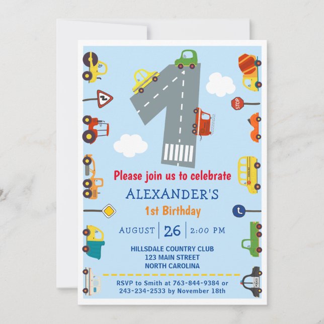 Transporte 1ª Invitación a la fiesta de cumpleaños (Anverso)