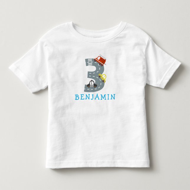 Transporte 3.ᵉʳ Fiesta de cumpleaños Camiseta bebé (Anverso)